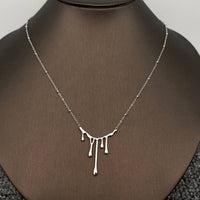 Mio Queena - Lava Drip Stainless Steel Necklace: Silver