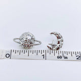 Mio Queena - Silver Color Planet Moon Stars Asymmetric Ear Studs