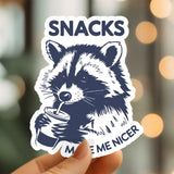Mystical Monkey Toes - “Snacks Make Me Nicer” Raccoon Sticker