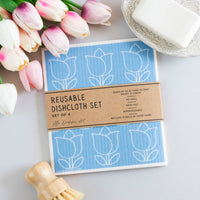 Alla Dickson Art - Pastel Floral Set of 4 Swedish Dishcloths