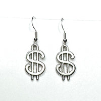 Amy Foxy Style Handmade Earrings - Money Charms: Shiny Dollar Signs