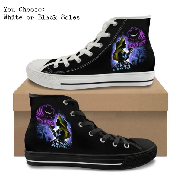 Wonderland Girl Kitty Kicks™️ CANVAS HIGH TOP SHOES **REQUEST A PREORDER INVOICE** ($5 deposit will be applied to your full invoice)