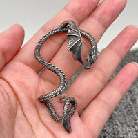 Mio Queena - Single Vintage Stainless Steel Dragon Post Earring: LEFT EAR ONLY