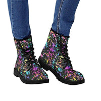 Black Paint Splatter Kitty Kicks™️ COMBAT BOOTS **REQUEST A PREORDER INVOICE** ($5 deposit will be applied to your full invoice)