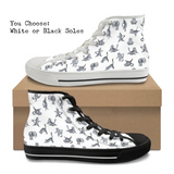 Yoga Cats CANVAS HIGH TOP SHOES **REQUEST A PREORDER INVOICE**
