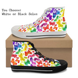Rainbow Butterflies CANVAS HIGH TOP SHOES **REQUEST A PREORDER INVOICE**
