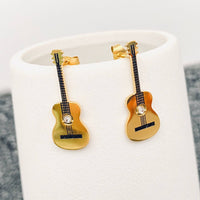 Mio Queena - Gold-Plated Stainless Steel Guitar Post Earrings