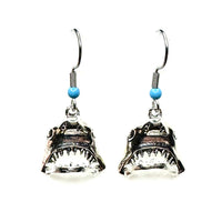 Amy Foxy Style Handmade Earrings - Movable Hinged Shark Jaw Silver Charms
