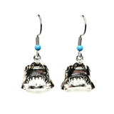 Amy Foxy Style Handmade Earrings - Movable Hinged Shark Jaw Silver Charms
