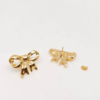Mio Queena - Bow 18K Gold-Plated Stainless Steel Post Earrings
