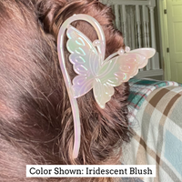 Love and Repeat Curved Butterfly Hair Claw Clip - Iridescent Blue