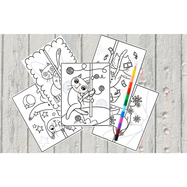 Mystical Monkey Toes - Funny Stripper Cat Adult Coloring Sheets With Stackable Crayon