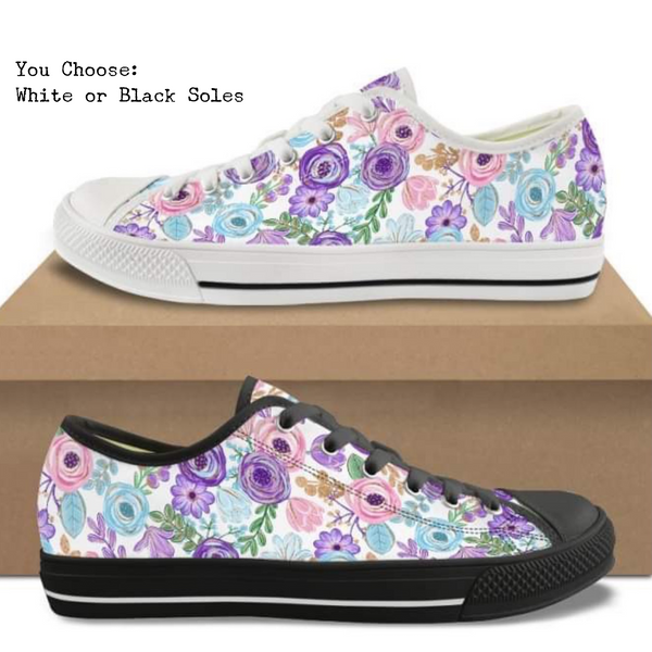 Watercolor Roses Kitty Kicks™️ CANVAS LOW TOP SHOES **REQUEST A PREORDER INVOICE** ($5 deposit will be applied to your full invoice)