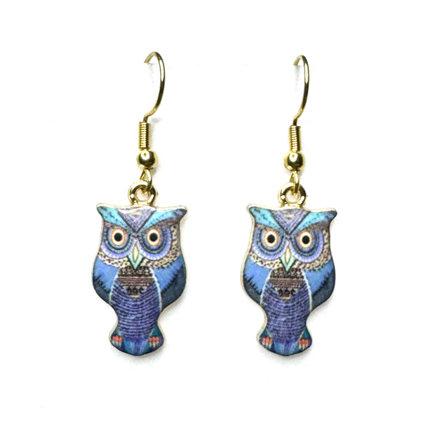 Amy Foxy Style Handmade Earrings - Colorful Owl Charms with Golden Hooks: #3