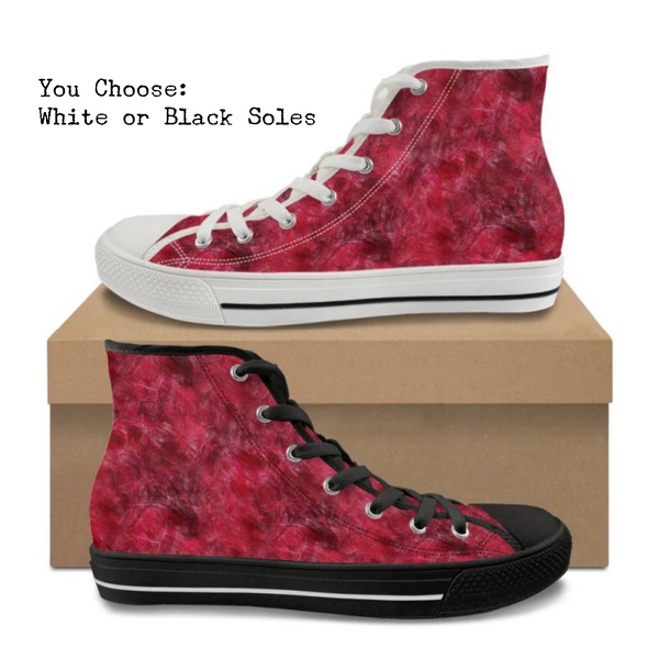 Red Marble Kitty Kicks™️ CANVAS HIGH TOP SHOES **REQUEST A PREORDER INVOICE** ($5 deposit will be applied to your full invoice)