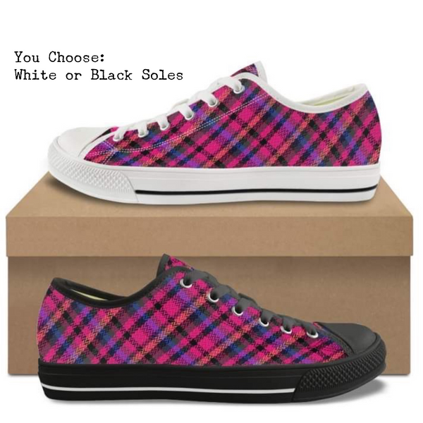 Pink Plaid Kitty Kicks™️ CANVAS LOW TOP SHOES **REQUEST A PREORDER INVOICE** ($5 deposit will be applied to your full invoice)