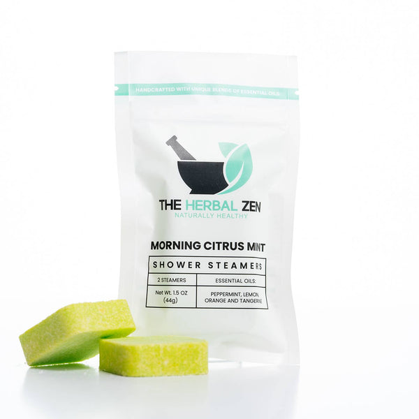 The Herbal Zen - Shower Steamer 2-Pack: MORNING CITRUS MINT (Peppermint, Lemon, Orange, and Tangerine)