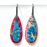 Mio Queena - Colorful Drop-Shaped Pink and Blue Agate Bohemian Earrings