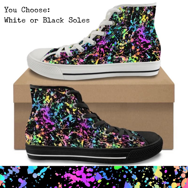 BLACK PAINT SPLATTER Kitty Kicks™️ CANVAS HIGH TOP SHOES **PREORDER** ETA 4-5 WEEKS