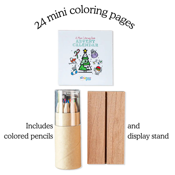 A Brighter Year - Color Your Own Advent Calendar + Colored Pencils and Stand