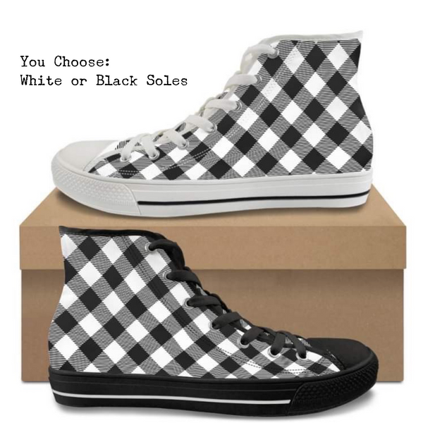 White Buffalo Plaid Kitty Kicks™️ CANVAS HIGH TOP SHOES **REQUEST A PREORDER INVOICE** ($5 deposit will be applied to your full invoice)