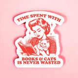 Ace the Pitmatian Co - Time with Books & Cats Sticker