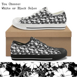 Black & White Flowers CANVAS LOW TOP SHOES **REQUEST A PREORDER INVOICE**