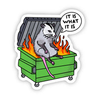 Big Moods - "It Is What It Is" Possum Dumpster Fire Sticker