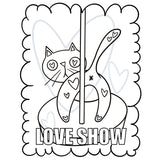 Mystical Monkey Toes - Funny Stripper Cat Adult Coloring Sheets With Stackable Crayon