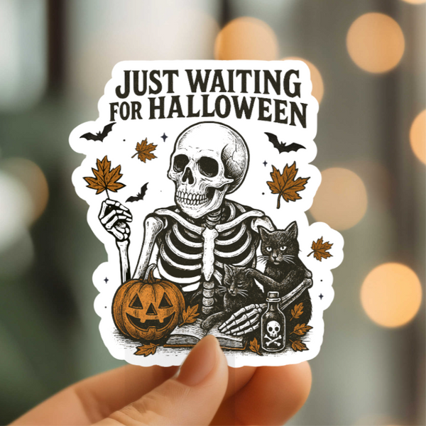 Mystical Monkey Toes - Waiting For Halloween Skeleton Vinyl Sticker