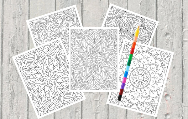 Mystical Monkey Toes - Mandala Coloring Sheets With Stackable Crayon