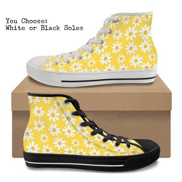 Yellow Daisies Kitty Kicks™️ CANVAS HIGH TOP SHOES **REQUEST A PREORDER INVOICE** ($5 deposit will be applied to your full invoice)