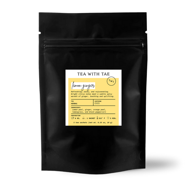 Tea with Tae - Lemon Ginger Herbal Tea (Small Pouch - 5 Tea Bags)