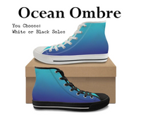Ocean Ombre CANVAS HIGH TOP SHOES **REQUEST A PREORDER INVOICE**
