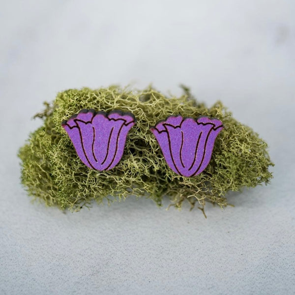 Stellar Gifts Purple Tulip Stud Earrings