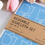 Alla Dickson Art - Pastel Floral Set of 4 Swedish Dishcloths