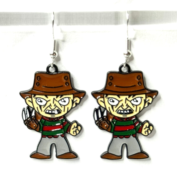 Amy Foxy Style Handmade Earrings - Horror Character Charms with Silver Hooks: Nightmare Slasher