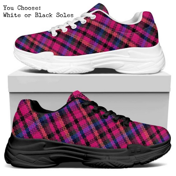 Pink Plaid CANVAS HIGH TOP SHOES **REQUEST A PREORDER INVOICE**