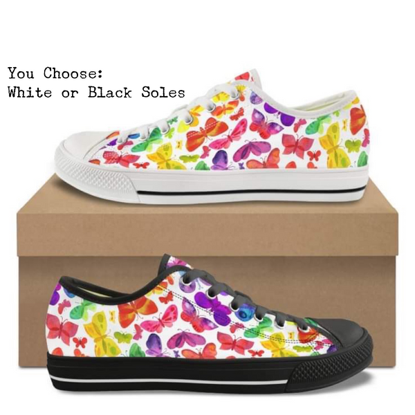 Rainbow Butterflies Kitty Kicks™️ CANVAS LOW TOP SHOES **REQUEST A PREORDER INVOICE** ($5 deposit will be applied to your full invoice)