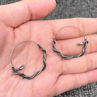 Mio Queena - Snake Coiling Tree Branches Stainless Steel Hoop Earrings