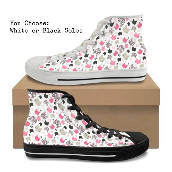 Kitty Heads CANVAS HIGH TOP SHOES **REQUEST A PREORDER INVOICE**