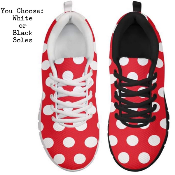 Red & White Polka Dots Kitty Kicks™️ CLASSIC WALKING SHOES **REQUEST A PREORDER INVOICE** ($5 deposit will be applied to your full invoice)