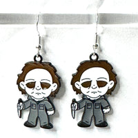 Amy Foxy Style Handmade Earrings - Horror Character Charms with Silver Hooks: Masked Man