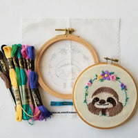 Jessica Long Embroidery - Smiling Sloth Embroidery Kit