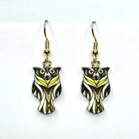 Amy Foxy Style Handmade Earrings - Colorful Owl Charms with Golden Hooks: #1