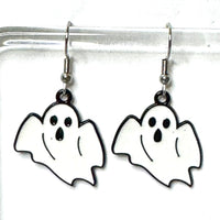 Amy Foxy Style Handmade Earrings - Black and White Ghost Charms