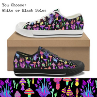 Neon Mushrooms CANVAS LOW TOP SHOES **REQUEST A PREORDER INVOICE**