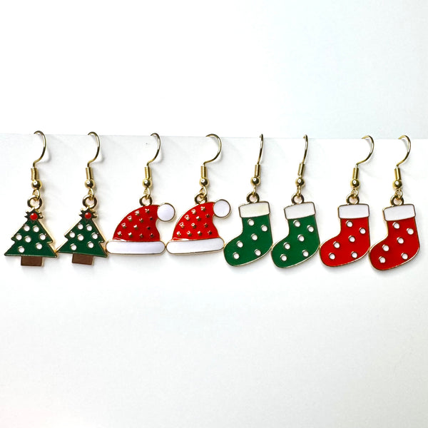 Amy Foxy Style Handmade Earrings GIFT SET - Holiday Charms with Golden Hooks: Polka Dots