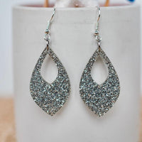 Stellar Gifts Petite Silver Glitter Cutout Teardrop Dangle Earrings