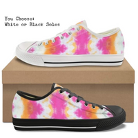 Pink & Orange Tie Dye Kitty Kicks™️ CANVAS LOW TOP SHOES **REQUEST A PREORDER INVOICE** ($5 deposit will be applied to your full invoice)